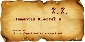 Klementis Kleofás névjegykártya